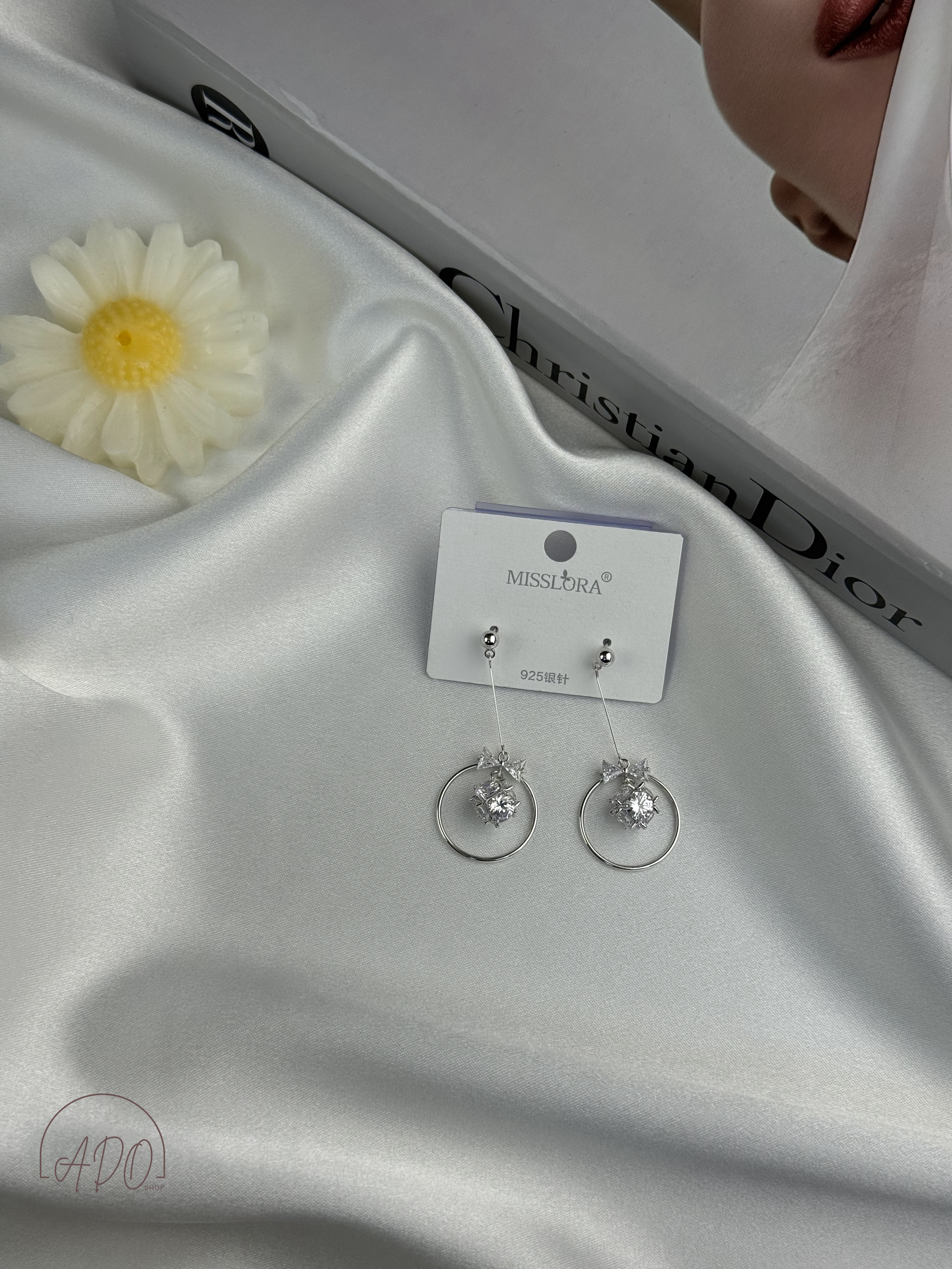 گوشواره مجلسی و ستاره میخ نقره (ضد حساسیت)