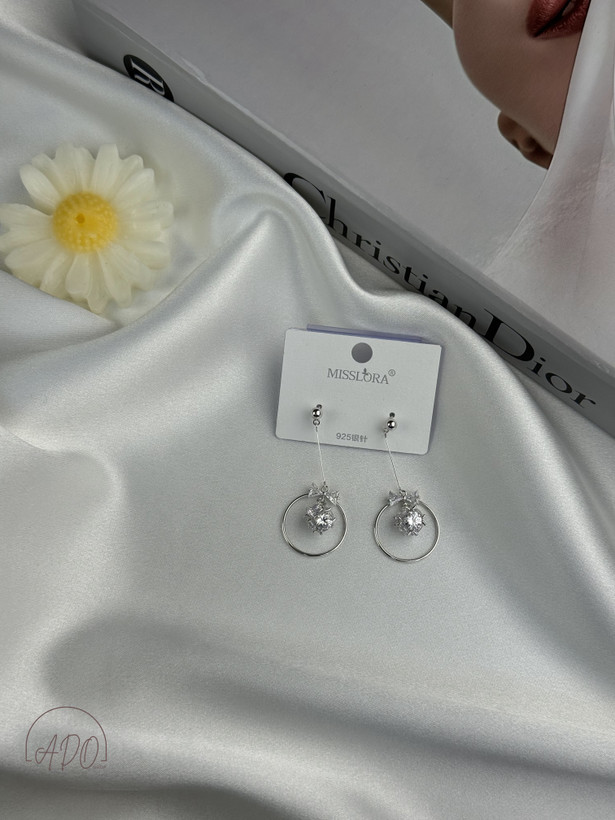 گوشواره مجلسی و ستاره میخ نقره (ضد حساسیت)